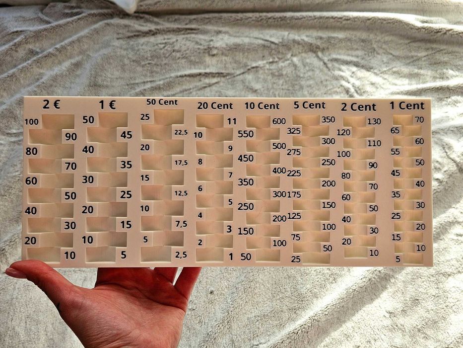 Голям Евро Монетник с износоустойчиви текст цифри. BIG Euro Coins Tray