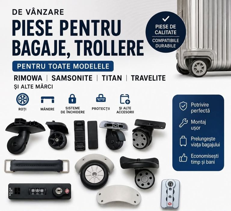 Piese pentru toate mărcile de bagaje/trolere