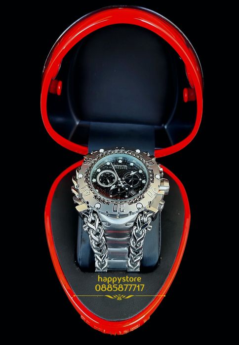 INVICTA Gladiator Silver black dial 60 mm, Инвикта нов ръчен часовник