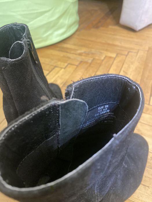 Botine din piele naturală întoarsă h&m