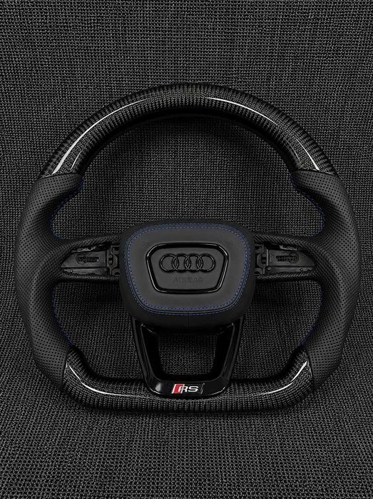 Volan Audi RS Custom | Piele / Carbon / Alcantara | A1 A3 A4 A5 A6 A7 A8 S3 S4 S5 S6 S7 S8 RS3 RS4 RS5 RS6 RS7 Q2 Q3 Q5 Q7 Q8 TT R8