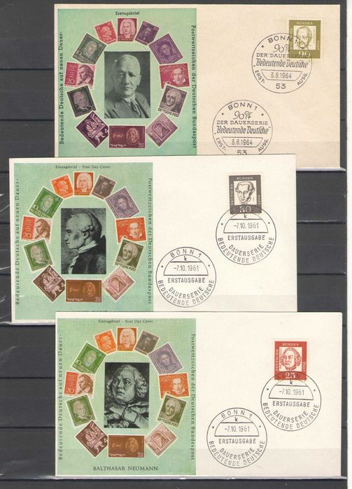 Германия 1961. Първодневен плик. Известни личности. 17 бр.