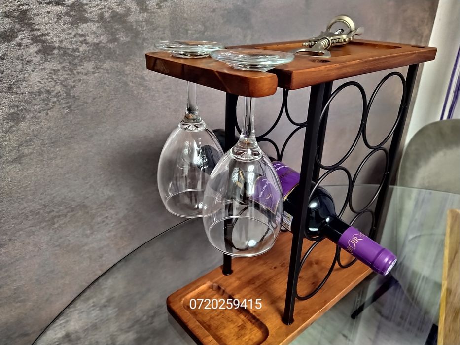Suport de Vin Premium din Lemn - Raft elegant independent pentru 6 ST