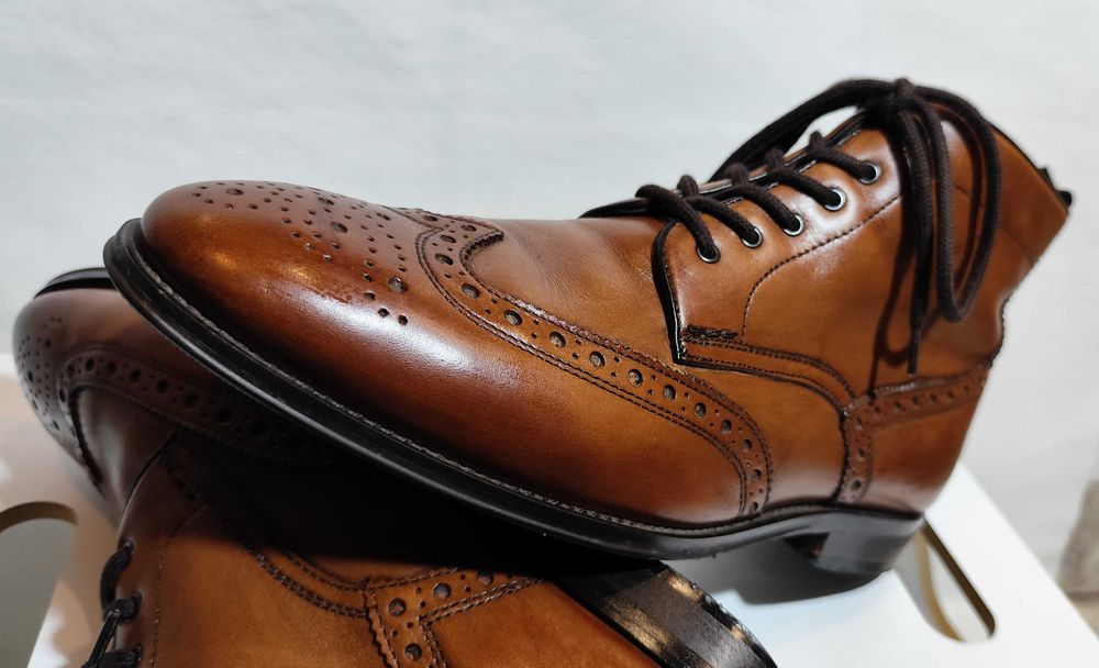 Ghete ankle 43 brogue Pat Calvin piele naturala moale