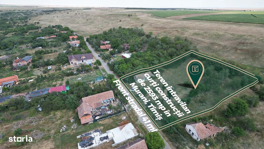 Teren intravilan de 2593 mp, pe deal, cu vedere catre sat, in Murani