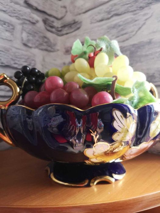 Ваза. Уникална, винтидж, порцелан Alcobaca Алкобаса -кобалт, син