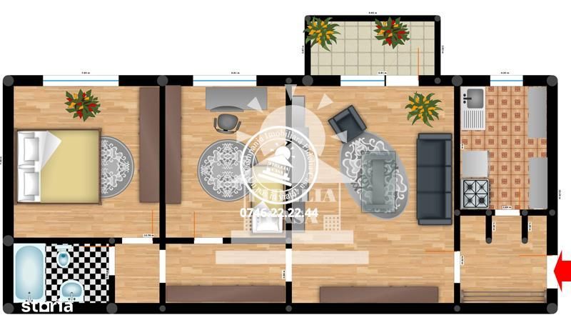 Apartament 3 camere de vanzare zona Dacia