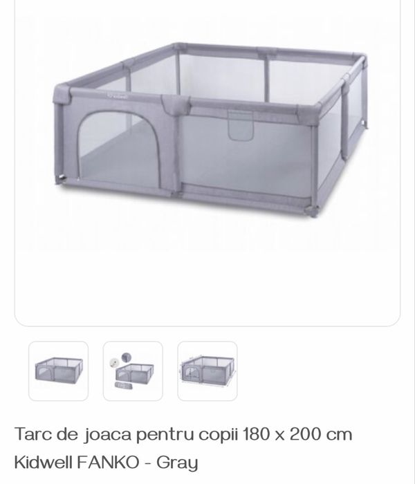 Tarc de joaca pentru copii 180 x 200 cm Kidwell FANKO - Gray