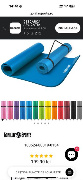 Saltea yoga marimi 60x200 si 100x200 noi Germany spuma de memorie