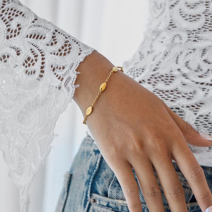 Bratara Premium Placata Aur 18K - Model Oval Geometric, Set Cadou