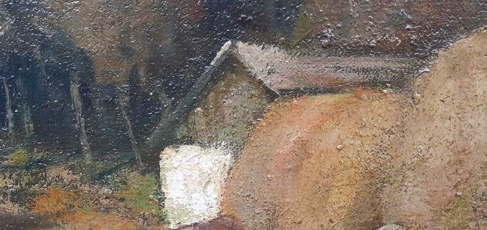 Tablou vechi - peisaj transilvanean - semnat Udvary Pál