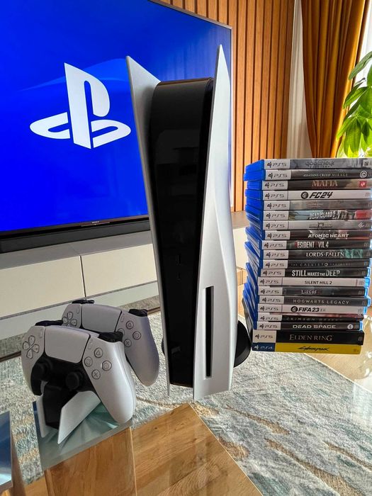PlayStation 5 Disc Edition, 2 controllere DualSense + Docking Station + 20 jocuri