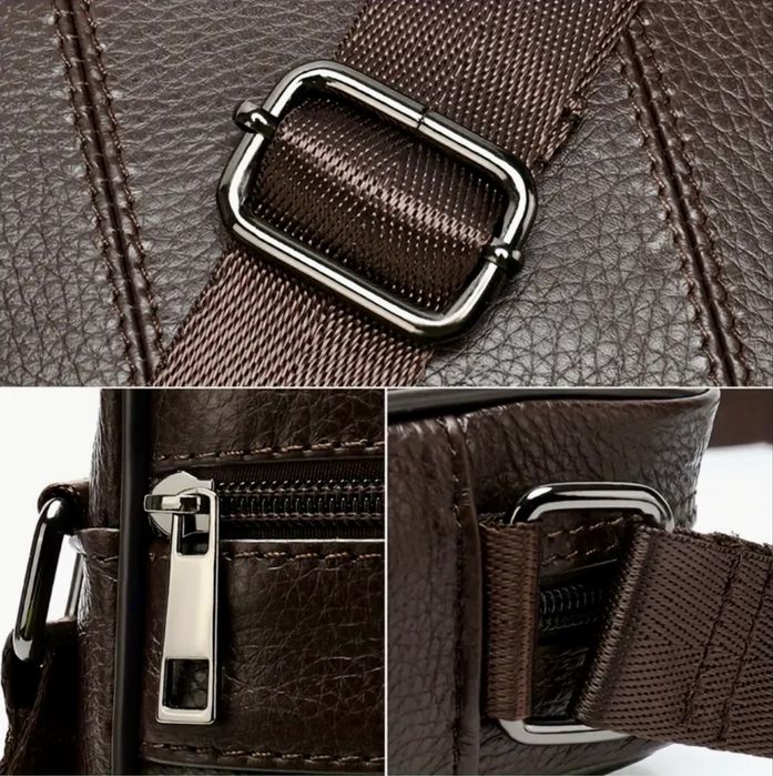 Мъжка кожена чанта за през рамо/Бутикова, Кафява и Черна -10%Промоция!