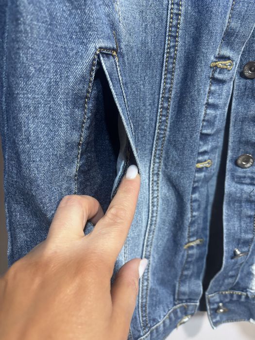 удължено дънково яке с перли