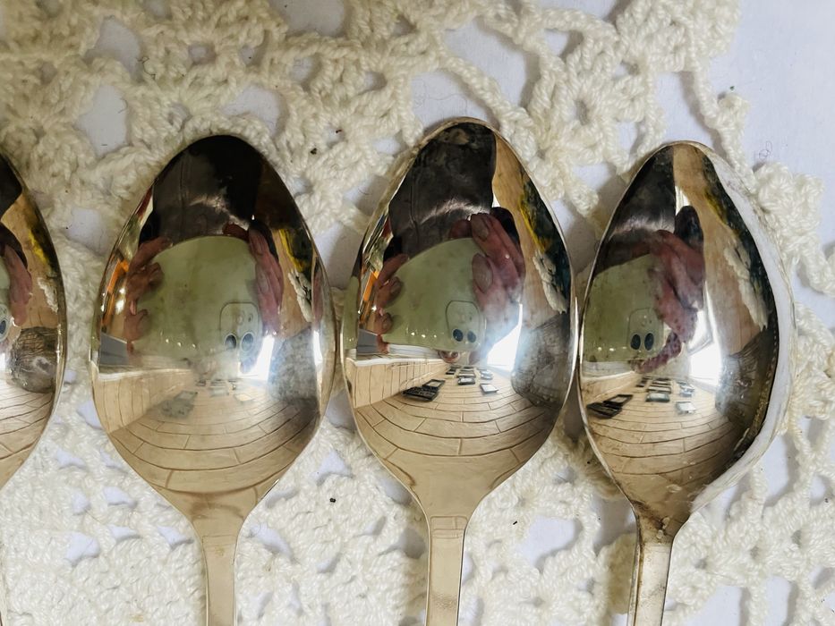 Красиви посребрени лъжички с порцелан от Англия