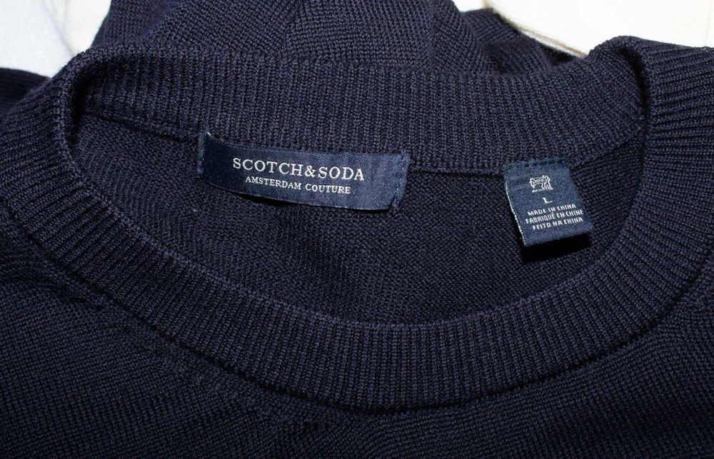 Scotch & Soda мъжки пуловер от 100% вълна синьо и екрю L