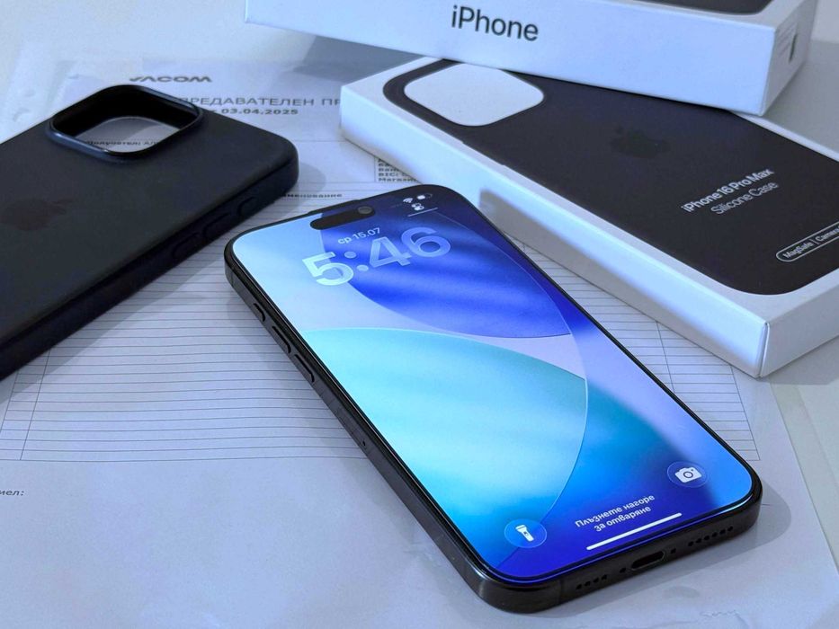 Бартер! 11м.Гаранция! Kaто НОВ! iPhone 16 Pro Max Black Titanium (Черен) 92%