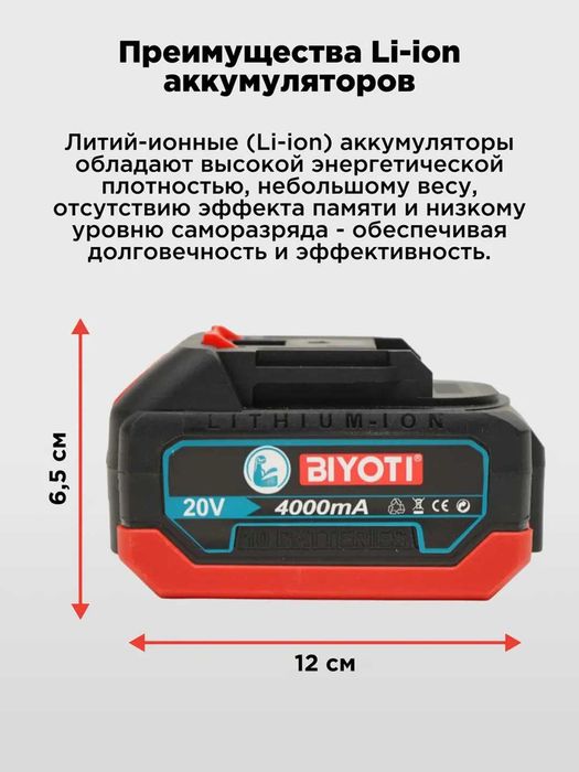 Аккумулятор Biyoti BYT-BA400 | 20 В | 4.0 А·ч | Li-ion | ART 2190