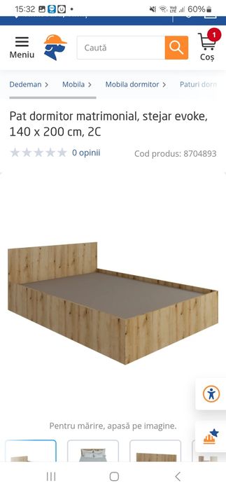 Pat de dormitor cu saltea