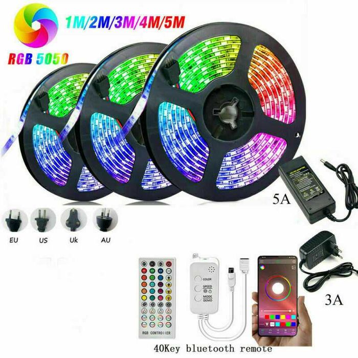 RGB Led лента с Bluetooth апликация и сингронизиране с музиката 5м