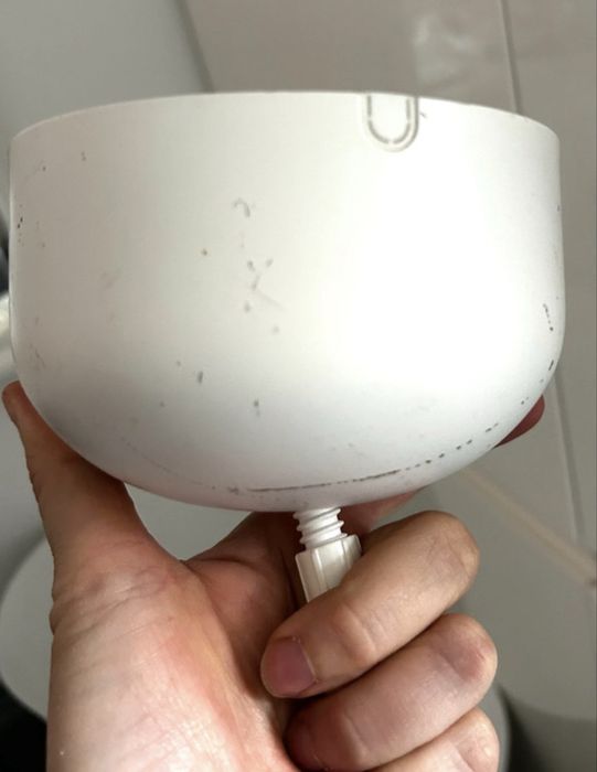 Lampa tavan Nymane Ikea, candelabru metal alb Ikea, 40 cm diam