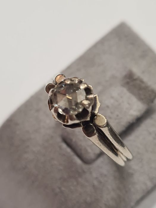 Inel dina aur alb 18k, cu diamant natural, IAU839