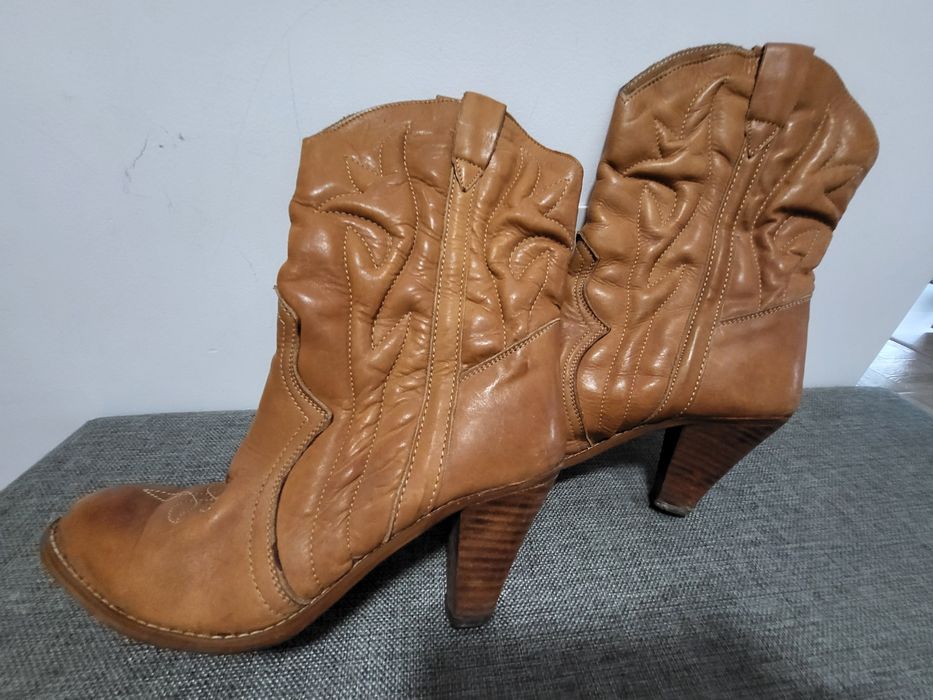 Cizme vintage piele de damă, mărimea 38-39 - 2 perechi