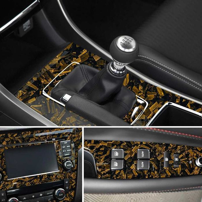 Висококачествено фолио Кован Carbon Gold за автомобил - 152х100см