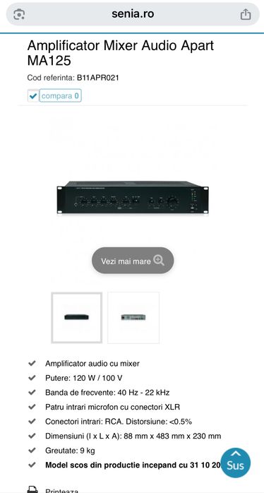 Amplificator Mixer Apart MA 125