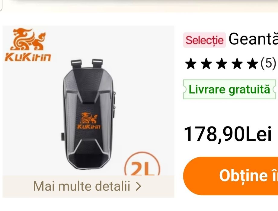 Vand trotineta electrica KUKIRIN G4 ,  2026,  în garanție, cu factura ,cutie  și incarcator original.Cadou geanta originala KUKIRIN