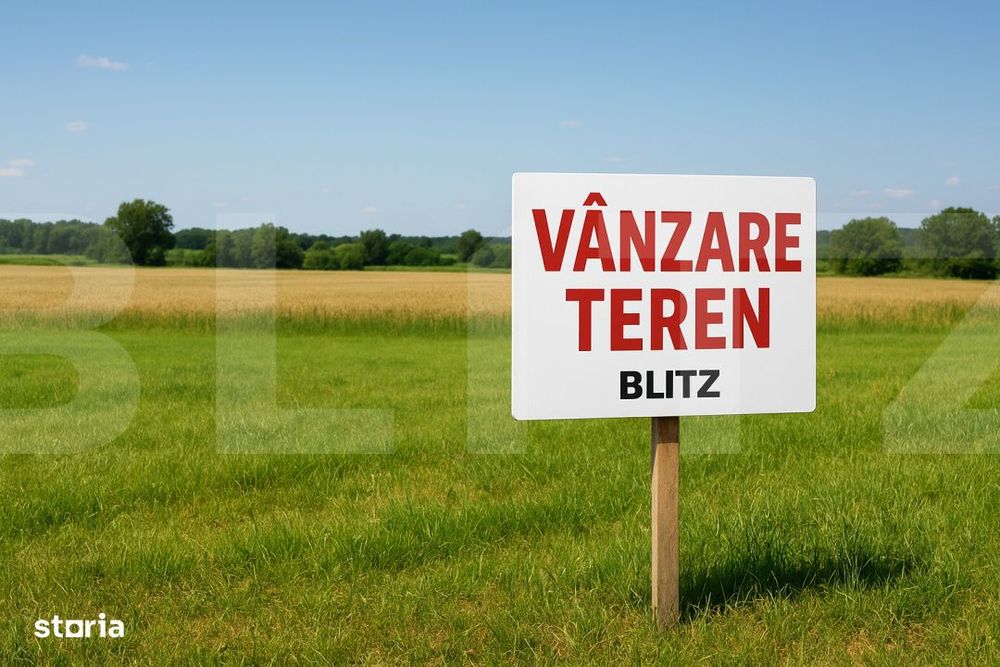 Teren 1.200 mp, 2 fronturi stradale – Cornisa, 80 €/mp, ideal casa