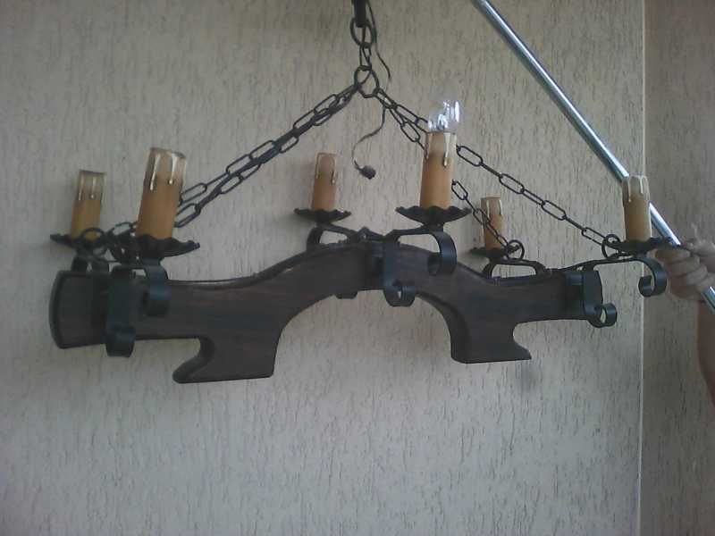 Candelabru din lemn si fier forjat