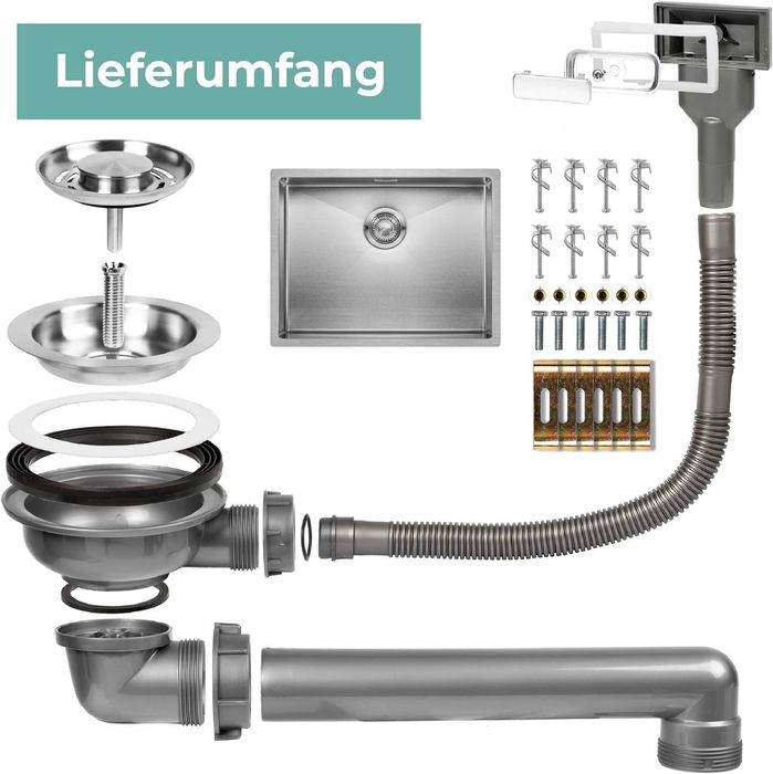 40х40см Кухненска мивка за вграждане от неръждаема стомана + сифон