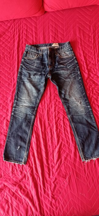 Мъжки/тийн прави износени дънки със скъсвания Tom Tailor, 32/30