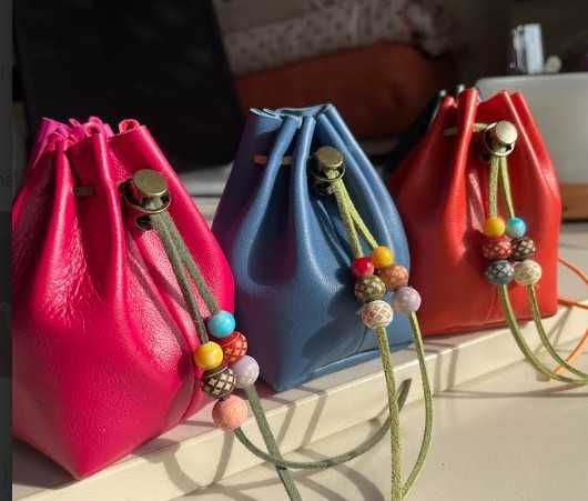 Cadou piele naturala Nappa - saculet handmade