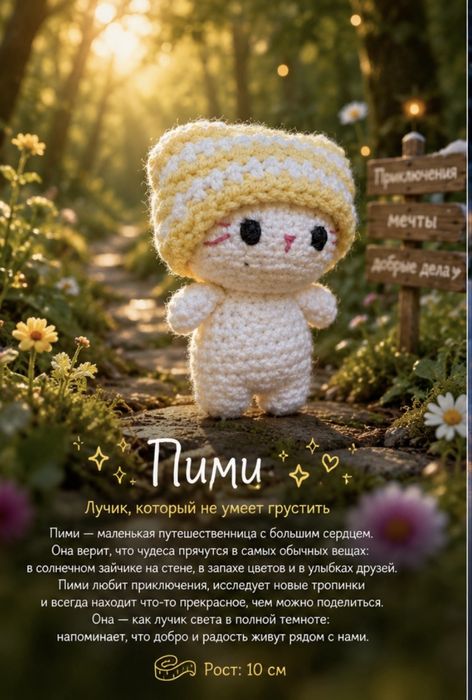 Вязанная игрушка котик Пими