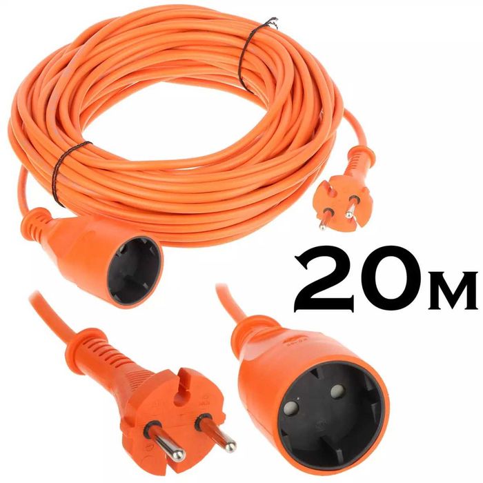 Удължител кабел за ток с щепсел и контакт тип шуко 10м,20м,30м,40м,50м