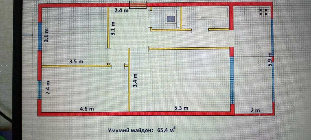 3-хонали квартира Сотилади