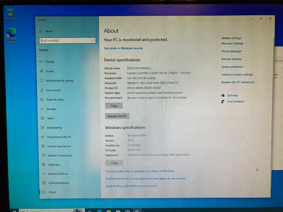 HP EliteDesk 800 G2 Mini PC i5-6500 16GB 128GB W10pro