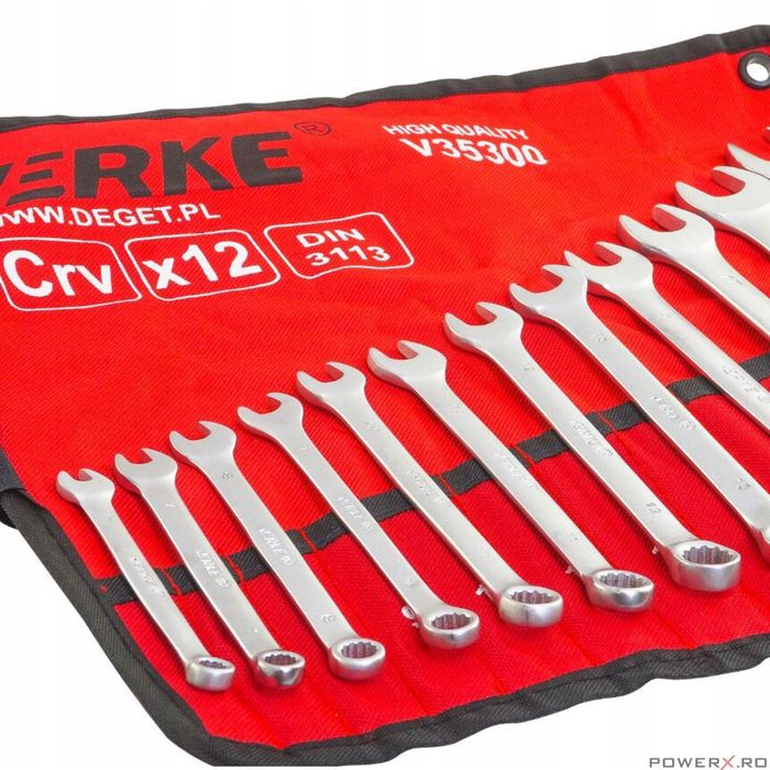 Set chei combinate, 6-22 mm, 12 piese, crom-vanadiu, Verke