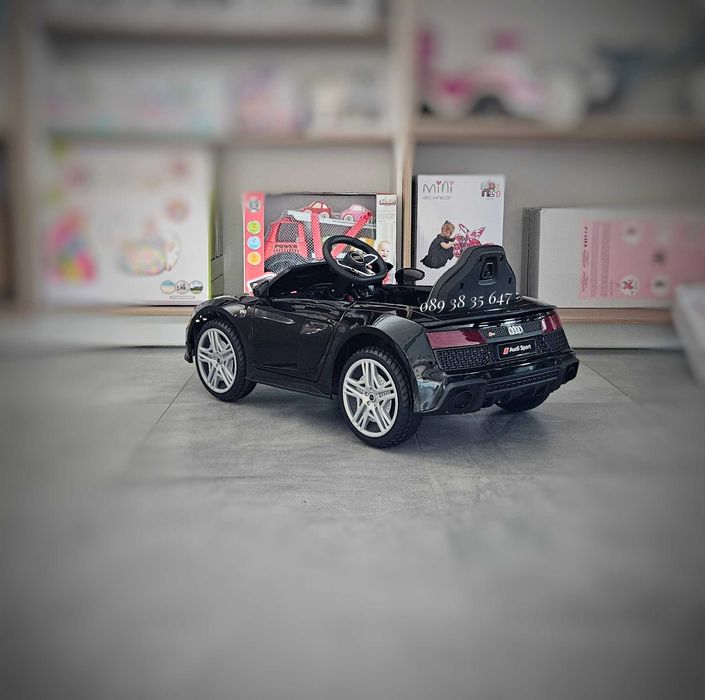ТОП ЦЕНА!НОВО!Акумулаторна кола Audi R8 BLACK с 12V батерия,меки гуми