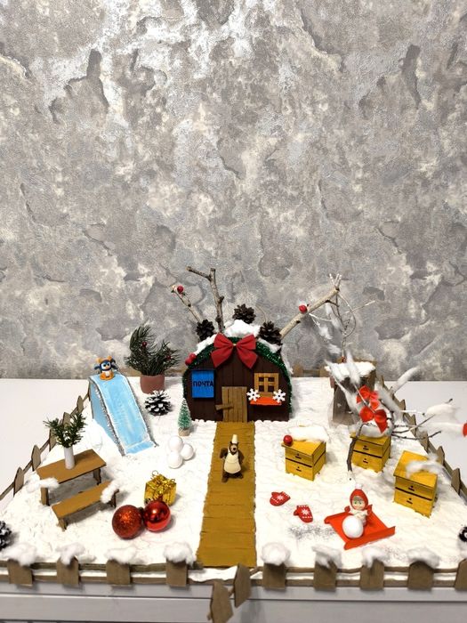 Зимняя подделка Домик Мишки. Поделки зимние