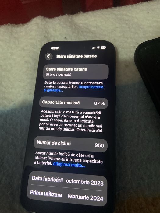 iPhone 15 128 GB in stare buna, 87% sanatatea