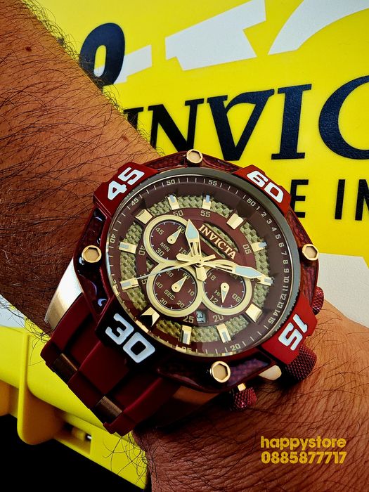INVICTA Pro Diver Rush Red/Gold 52 mm, Инвикта нов ръчен часовник