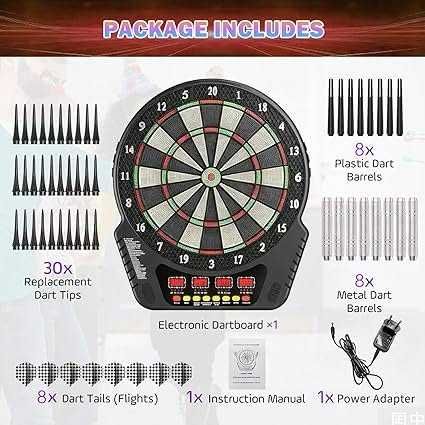 Dartboard electronic – Joc electronic de darts cu vârf de plastic, 4 ecrane LCD, 27 de moduri de joc