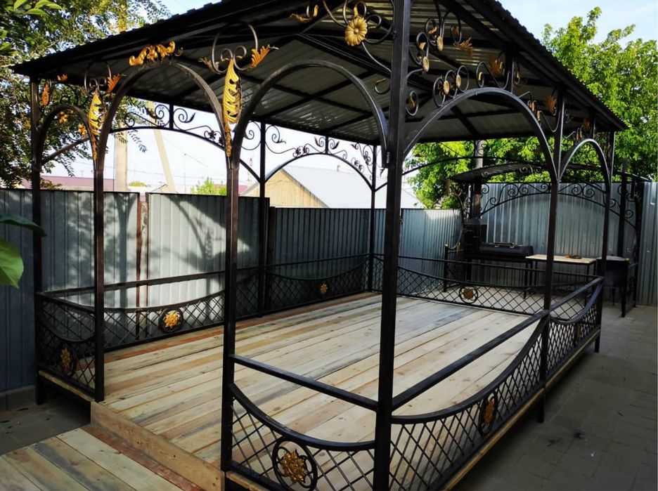 Топчан, мангал, навес, ворота, забор, беседки, лавкий, есть доставка.