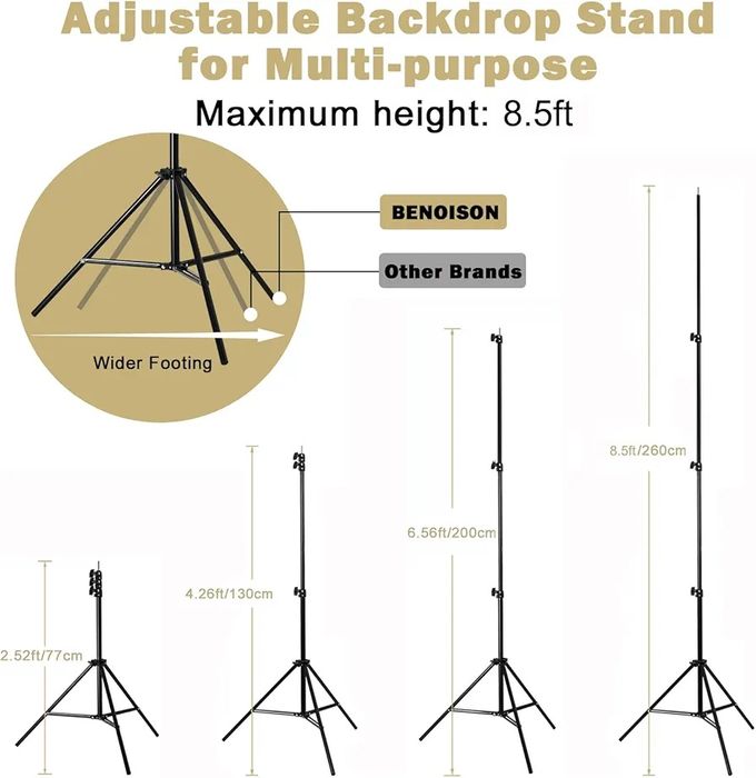 Професионална стойка за фото фон BENOISON 2.6x3м с аксесоари