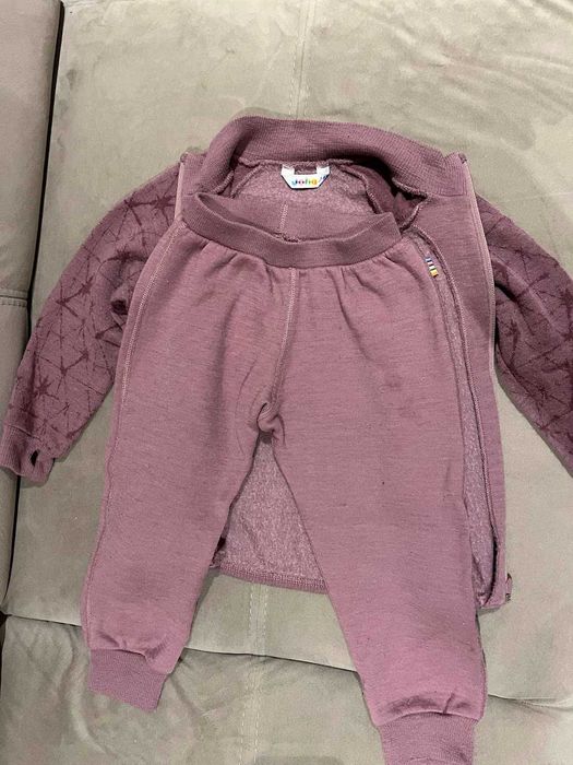 Set cardigan + pantaloni brushed din lână merinos - Mărime 98/104