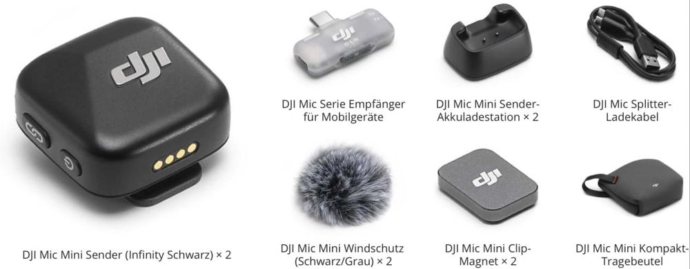 DJI Mic Mini 2TX+1 Mobile RX WiFi 2 lavaliere+RECEPTOR USB-C SIGILAT