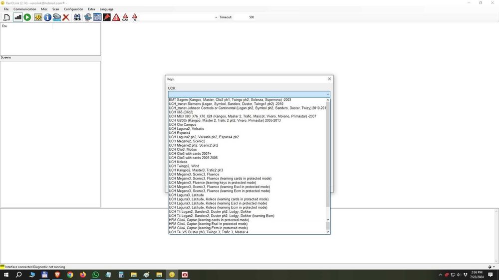 Interfata vLinker FS cu licenta Renolink v2.14 database 2024 + ddt4all